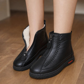 Women's Plush-Lined Zip-Up Ankle Boots - Cozy Winter