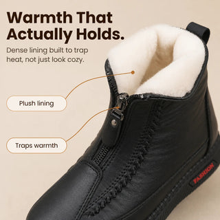 Women's Plush-Lined Zip-Up Ankle Boots - Cozy Winter