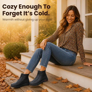 Women's Plush-Lined Zip-Up Ankle Boots - Cozy Winter