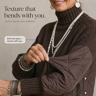 Women's Quilted Panel Turtleneck Pullover - Relaxed Fit