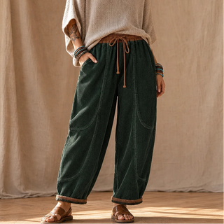 Women's Ribbed Corduroy Lantern Pants - Relaxed Fit