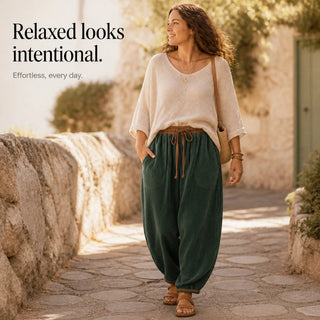 Women's Ribbed Corduroy Lantern Pants - Relaxed Fit