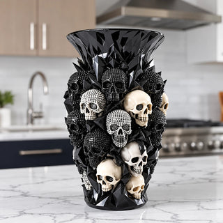 Women's Sculpted Raven Skull Vase in crystal skull, Gothic Home Decor