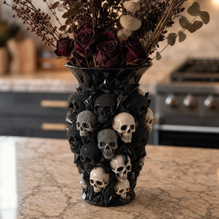 Women's Sculpted Raven Skull Vase - Gothic Home Decor