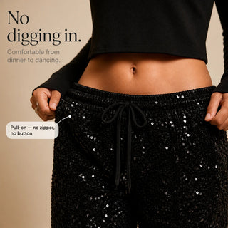 Women's Sequin Straight-Leg Trousers - Party Sparkle Pants