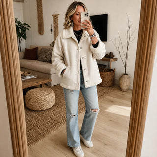 Women's Shearling-Trim Suede Jacket - Cozy Layering