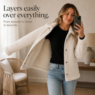 Women's Shearling-Trim Suede Jacket - Cozy Layering