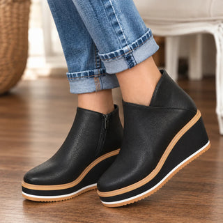 Women's Smooth Side-Zip Wedge Ankle Boots