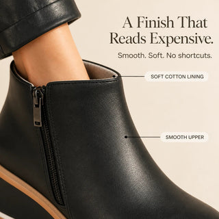 Women's Smooth Side-Zip Wedge Ankle Boots