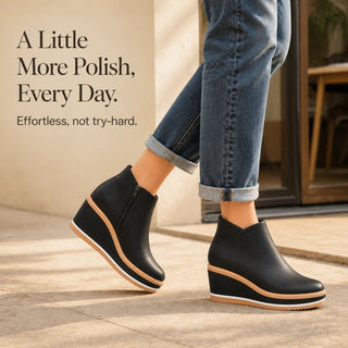Women's Smooth Side-Zip Wedge Ankle Boots