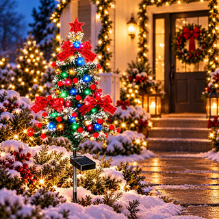 Women's Solar Multicolor LED Cedar Christmas Tree - Memorial Stake Lig