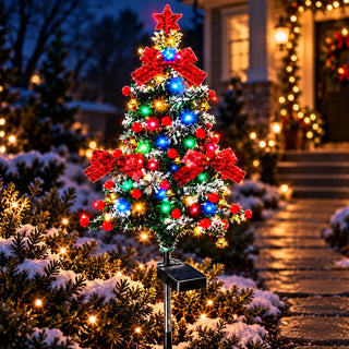 Women's Solar Multicolor LED Cedar Christmas Tree - Memorial Stake Lig