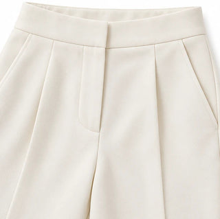 Women's Stand-Collar Shirt and Cropped Trouser Set - Coordinated Workw