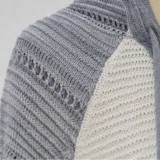 Women's Striped Hollow-Knit Hoodie - Relaxed Fit Open-Stitch Layer