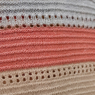Women's Striped Hollow-Knit Hoodie - Relaxed Fit Open-Stitch Layer