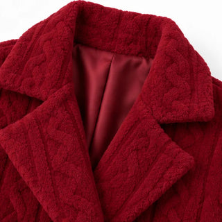 Women's Textured Double-Breasted Winter Coat - Mid-Length