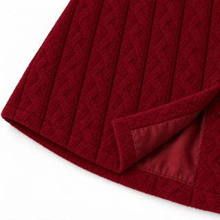 Women's Textured Double-Breasted Winter Coat - Mid-Length