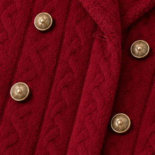Women's Textured Double-Breasted Winter Coat - Mid-Length