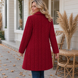 Women's Textured Double-Breasted Winter Coat - Mid-Length