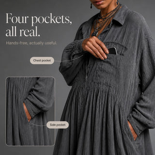 Women's Washed Ruffle Maxi Shirt Dress - Oversized Casual