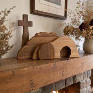 Women's Wooden Cross and Empty Tomb Easter Display