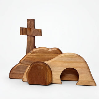 Women's Wooden Cross and Empty Tomb Easter Display - Natural Wood