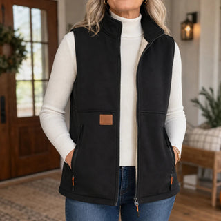 Women's Zip-Front Fleece Vest - High Collar Warmth Layer