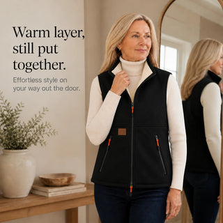 Women's Zip-Front Fleece Vest - High Collar Warmth Layer