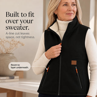 Women's Zip-Front Fleece Vest - High Collar Warmth Layer